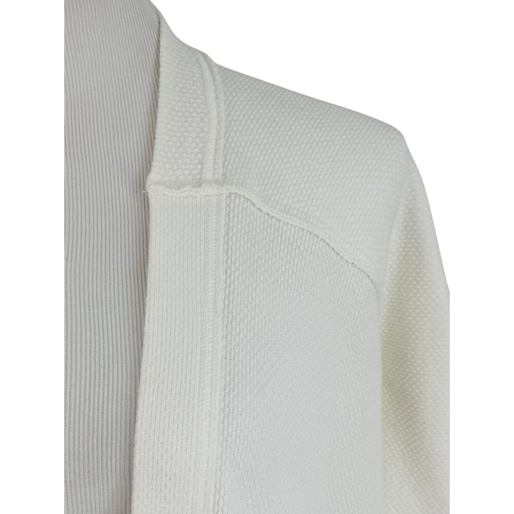 Free People White Waffle Knit Relaxed Cardigan | Coastal Grandmother Soft Girl L - Picture 4 of 16